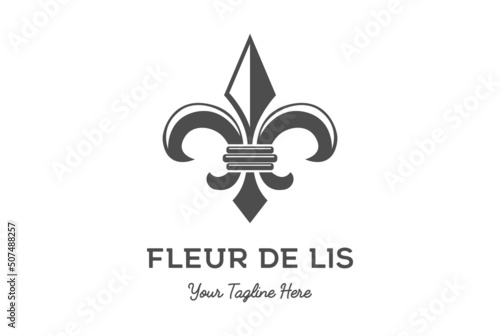 Vintage Retro French Lily Flower for Tattoo Logo Design Vector