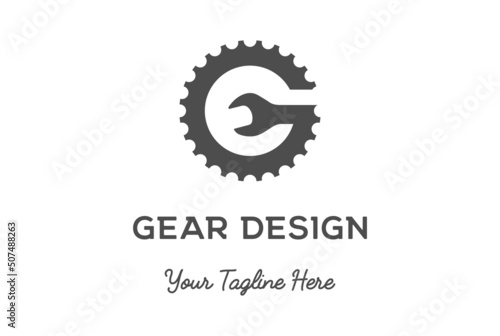 Vintage Retro Simple Initial Letter G for Gear Wrench for Machine Car Bike Repair Service Logo Design Vector