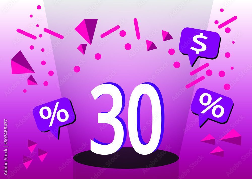 30% off special offer. 30% off sales banner in pink and white. 30% off special offer. 30% off sales banner in pink and white.