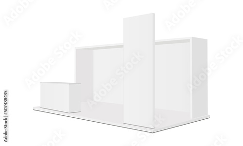 Blank Advertising Trade Show Booth Mockup, Side View, Isolated on White Background. Vector Illustration photo