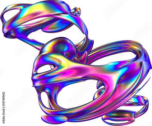 Abstract 3d Iridescence Twisted Fractal Shape