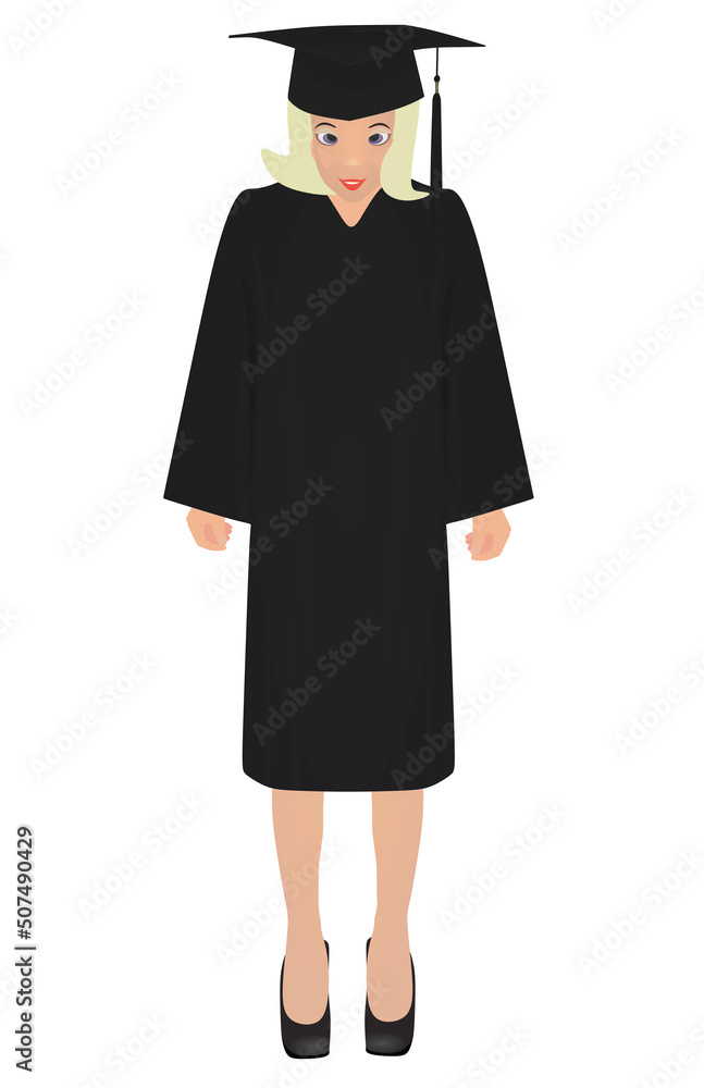 Female graduating student. vector illustration Female graduating student. vector illustration