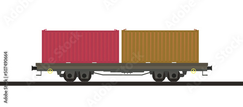 Quadro em tela Transport cargo wagon. vector illustration