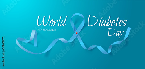 Creative poster or banner of world diabetes day with awareness ribbon