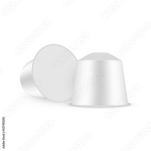 Coffee Capsules Mockup Isolated on White Background. Vector Illustration