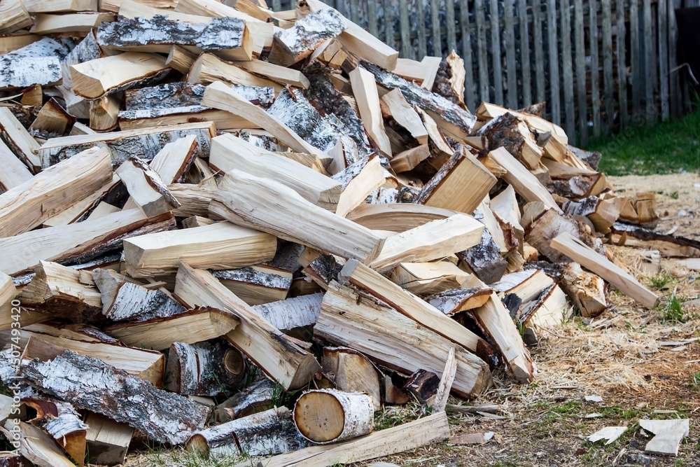 Chopped firewood in the village Chopped firewood in the village