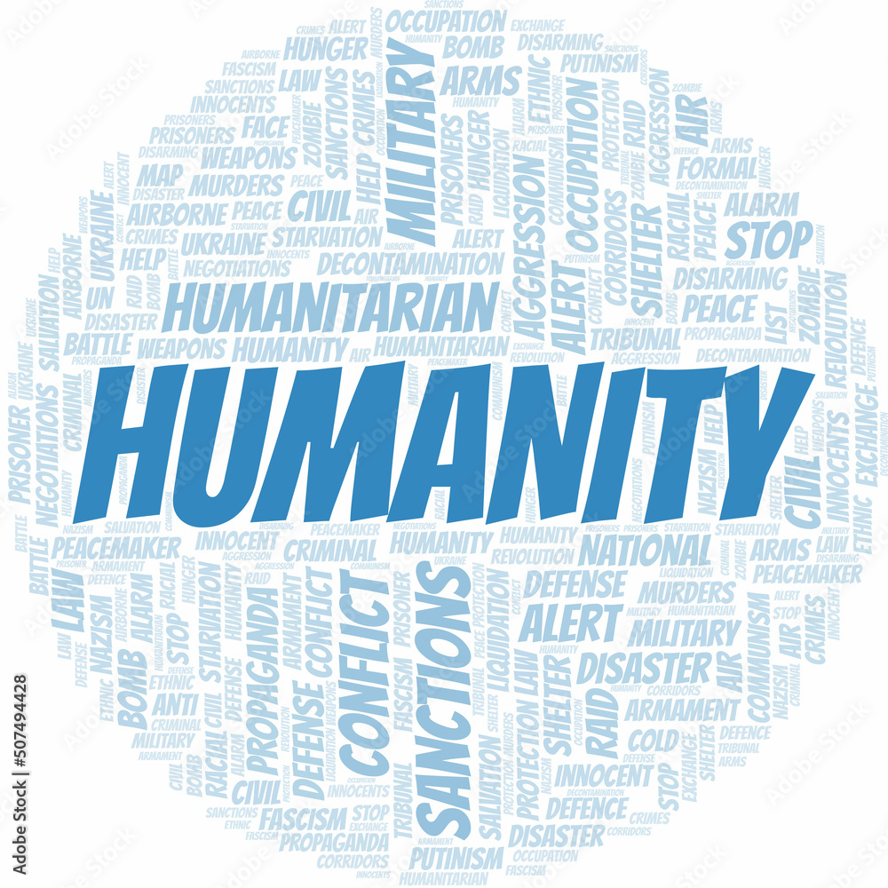 Fototapeta premium Humanity word cloud. Vector made with the text only.