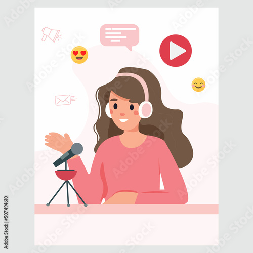 Female radio host interviewing