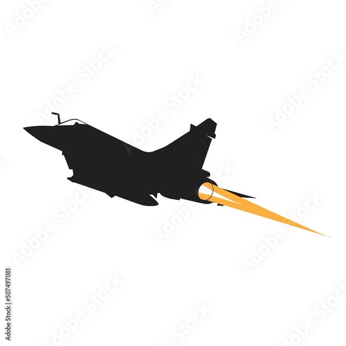 jet fighter silhouette rear view vector design