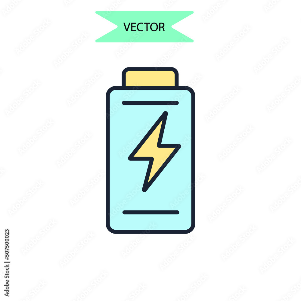 Battery icons symbol vector elements for infographic web Battery icons symbol vector elements for infographic web