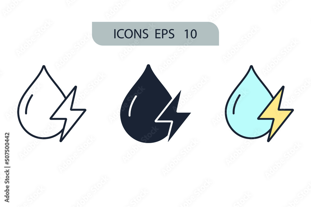 Hydro power icons symbol vector elements for infographic web Hydro power icons symbol vector elements for infographic web