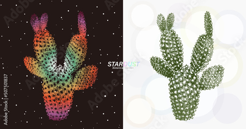 宇宙の銀河のような線で描画されたバニーカクタス