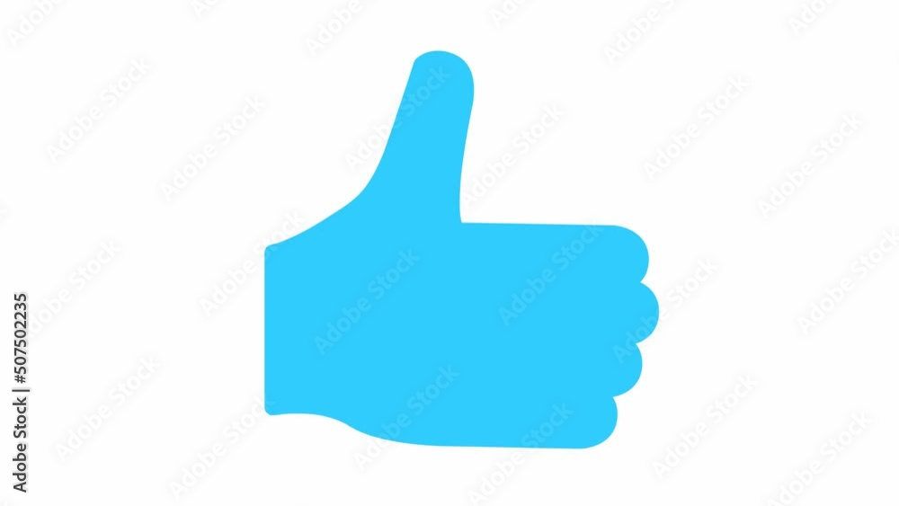 Animated blue like symbol. Hand icon. Vector flat illustration isolated on the white background. Animated blue like symbol. Hand icon. Vector flat illustration isolated on the white background.