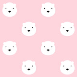 Bears pattern. Christmas seasonal background, gift wrap paper design. Polar bear animals cartoon cute baby fabric swatch illustration. Pink and white cute animals ornament.