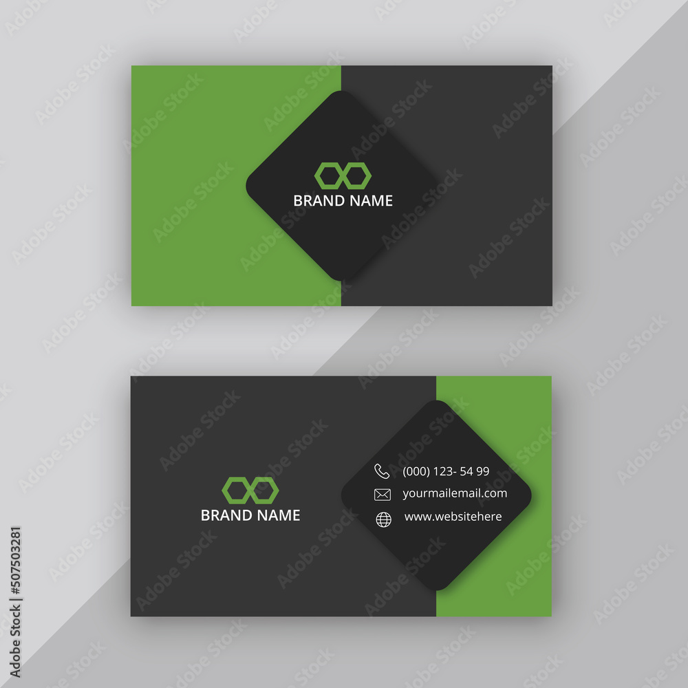 Fototapeta premium Green black business card design Premium Vector 