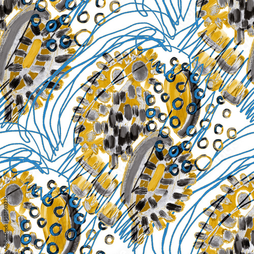Creative seamless pattern with beautiful bright abstract elements. Colorful t...