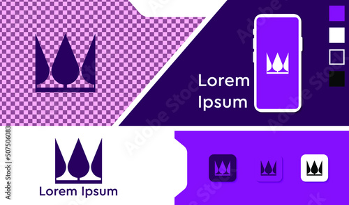 Glass Wine Tree Crown Logo Design Modern Creative 