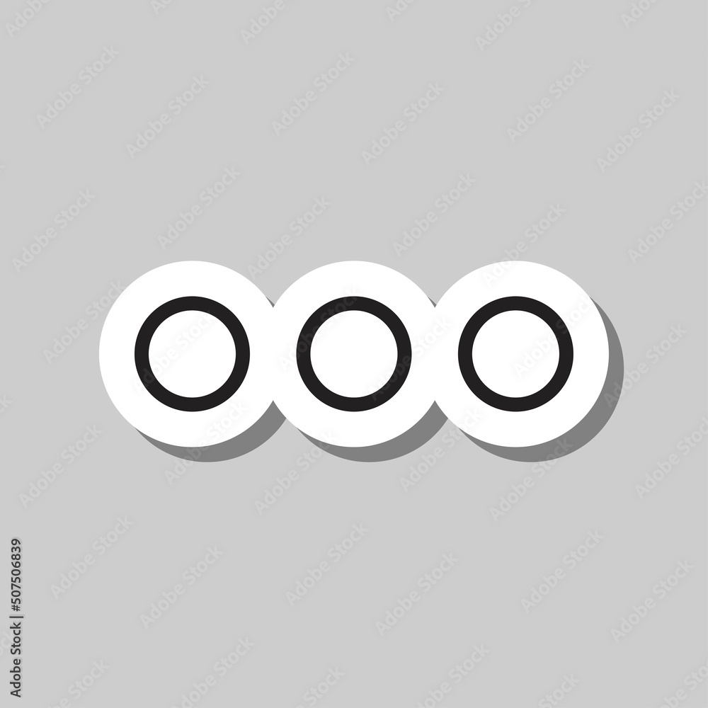 Ellipsis, three dots simple icon vector. Flat design. Sticker with shadow on gray background.ai Ellipsis, three dots simple icon vector. Flat design. Sticker with shadow on gray background.ai