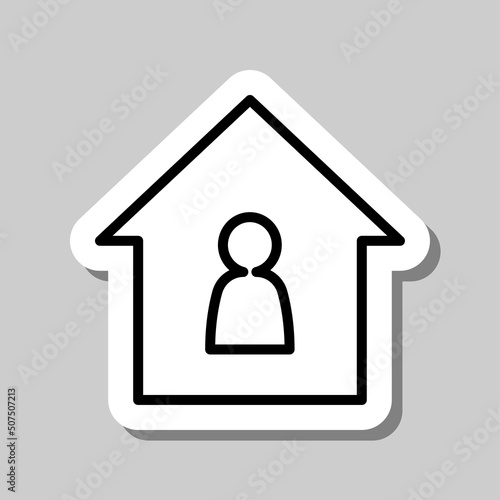 Human, house simple icon vector. Flat design. Sticker with shadow on gray background.ai