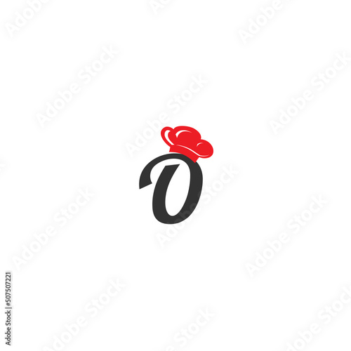 Logo of Letter o and chef hat symbol isolated on white background for Chef or food industry. Vector illustration flat design.
