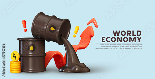 Dynamics of world oil prices. Shares of stock market indices are signaling tariffs. Oil prices Trading on stock exchange. Creative business investment concept. Realistic 3d design. vector illustration