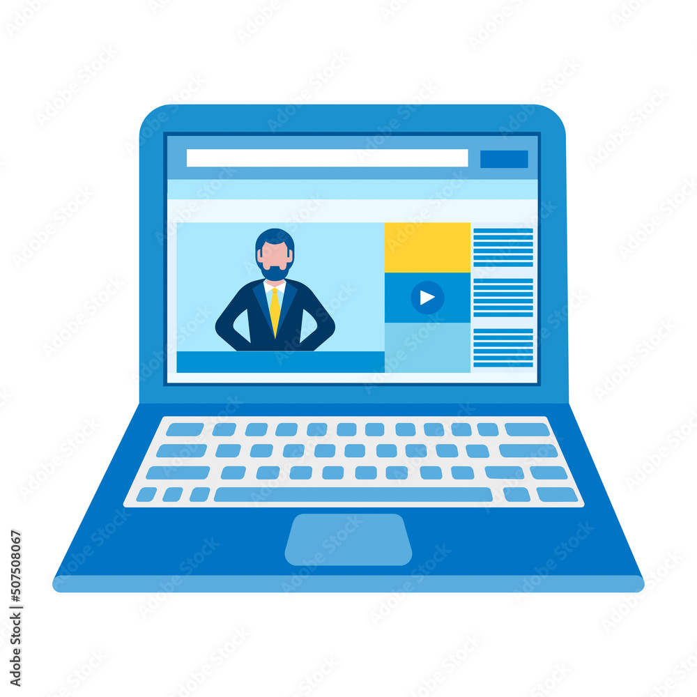 The man on the computer screen. Coaching, online education, blogging, internet news channel The man on the computer screen. Coaching, online education, blogging, internet news channel