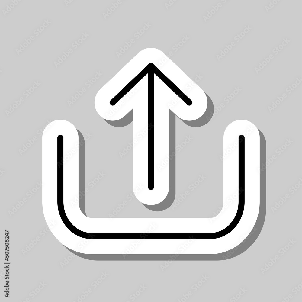 Upload simple icon vector. Flat desing. Sticker with shadow on gray background.ai Upload simple icon vector. Flat desing. Sticker with shadow on gray background.ai