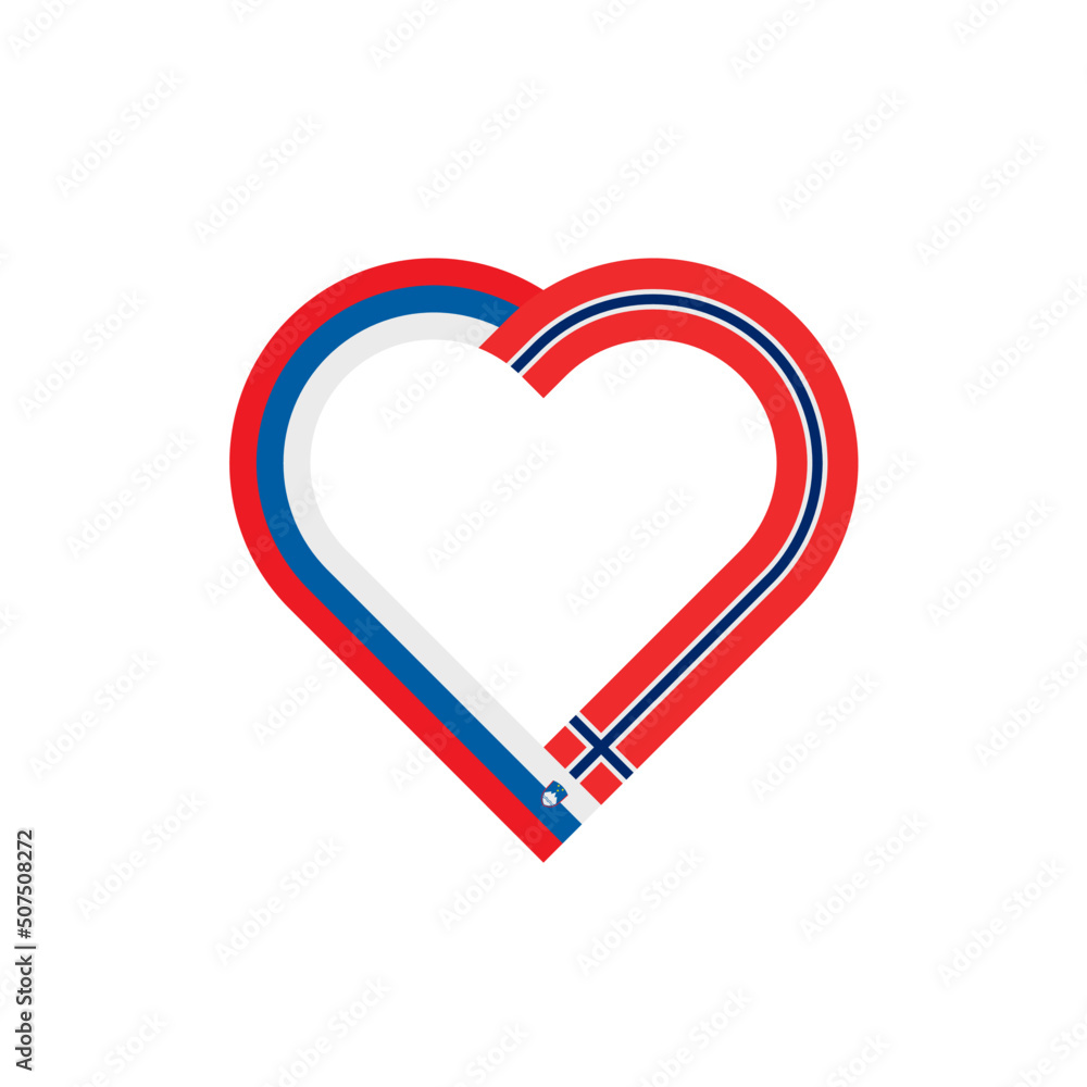 unity concept. heart ribbon icon of slovenia and norway flags. vector illustration isolated on white background unity concept. heart ribbon icon of slovenia and norway flags. vector illustration isolated on white background