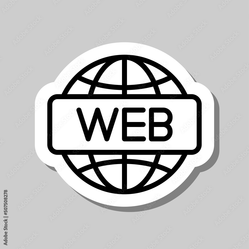 Web simple icon vector. Flat design. Sticker with shadow on gray background.ai Web simple icon vector. Flat design. Sticker with shadow on gray background.ai