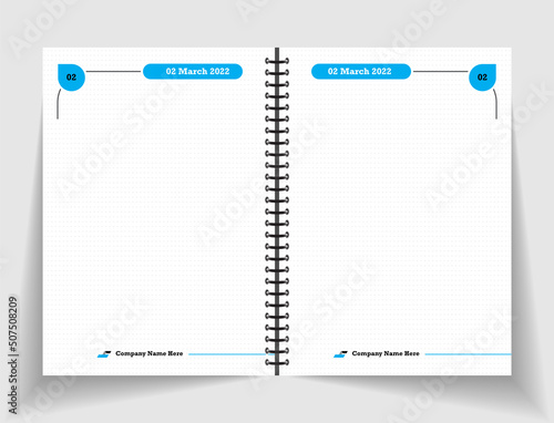 colorful dairy inner spring notebook page design for KDP interior design layout dot grid sketchbook fully editable text and vector