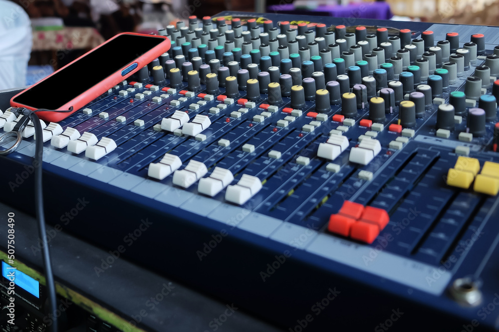 Obraz premium Sound system control for music entertainment, Equalizer control