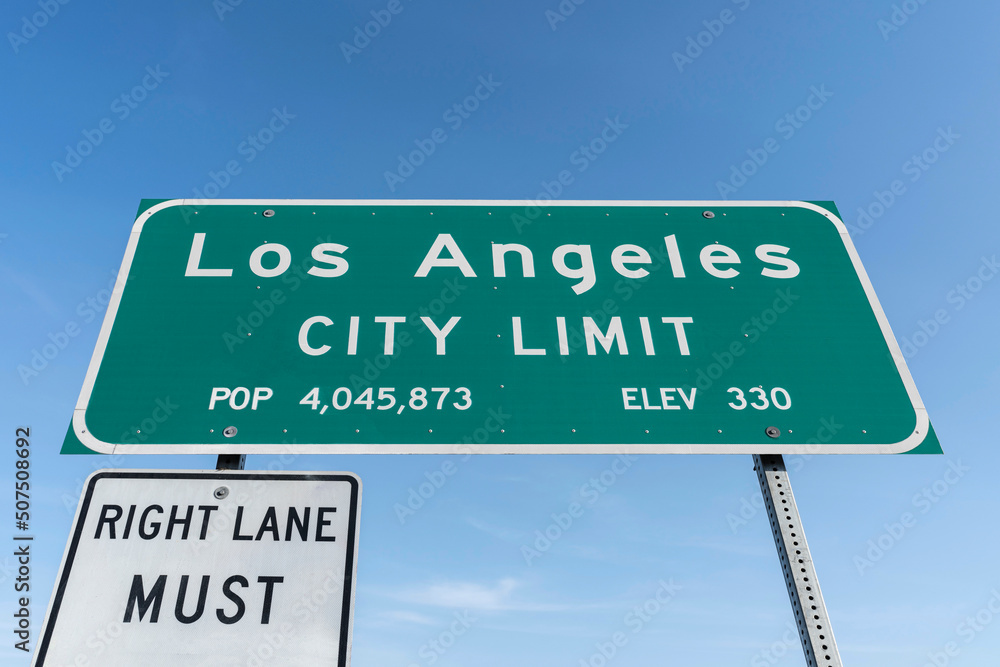 Los Angeles city limit highway sign in southern California.  