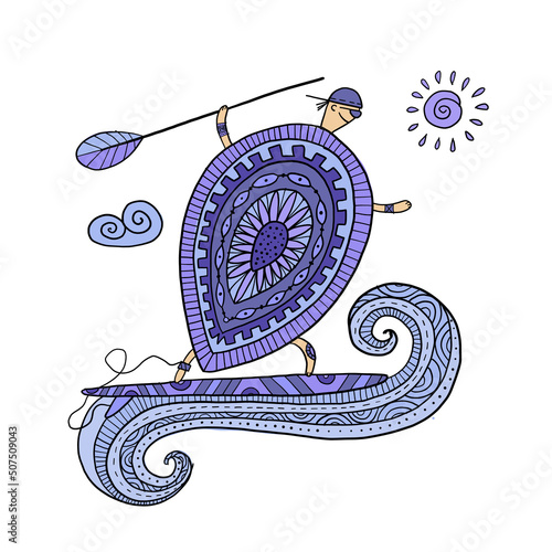 Supboarding. Funny Turtle character on sup board. Summer concept art for your...