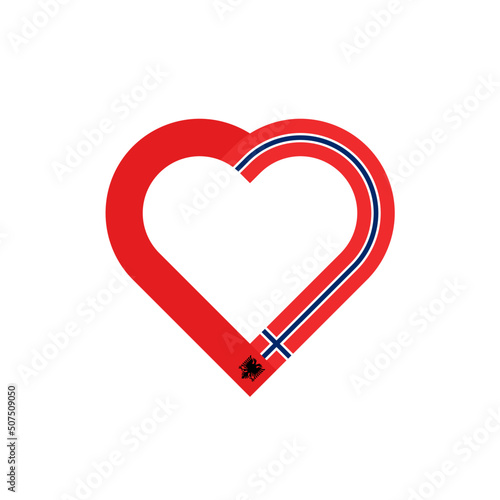 unity concept. heart ribbon icon of albania and norway flags. vector illustration isolated on white background