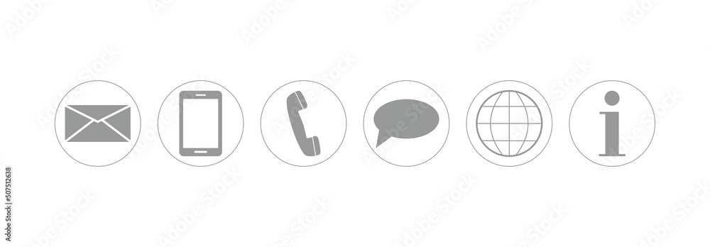 Contact us - set of grey buttons - obrazy, fototapety, plakaty 