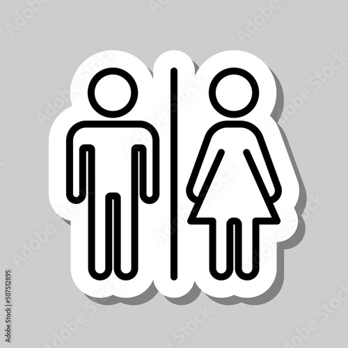 Man, woman simple icon vector. Flat design. Sticker with shadow on gray background.ai