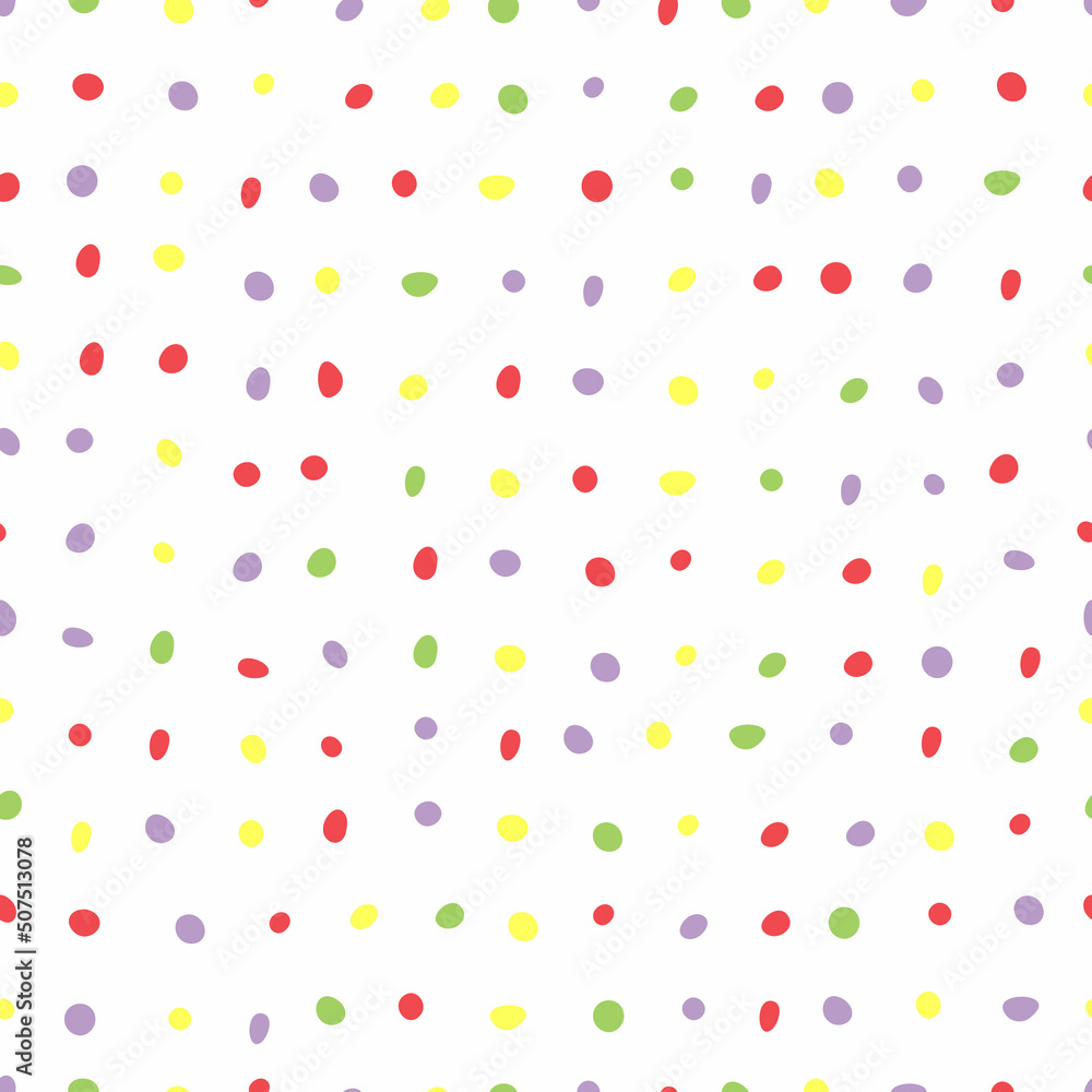 Seamless multicolor polka dot print. Dotted vector pattern. Abstract minimalistic background.	
