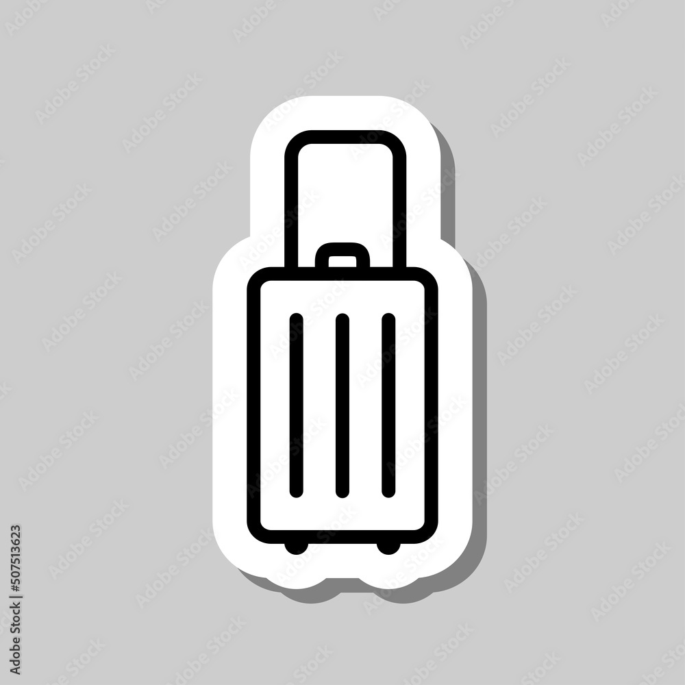 Travel bag simple icon. vector. Flat design. Sticker with shadow on gray background.ai Travel bag simple icon. vector. Flat design. Sticker with shadow on gray background.ai