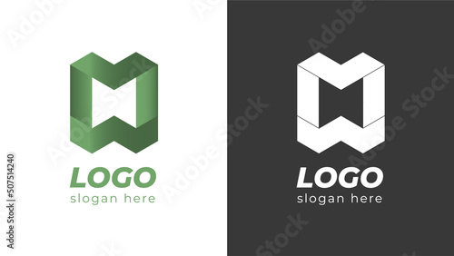 Stylish green gradient logo MM Rhuban Constraction logo Gaming logo Business logo Company logo 3D Logo