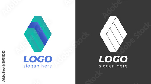 Stylish blue gradient logo rhombus logo Cube logo Constraction logo Gaming logo Business logo Company logo 3D Logo