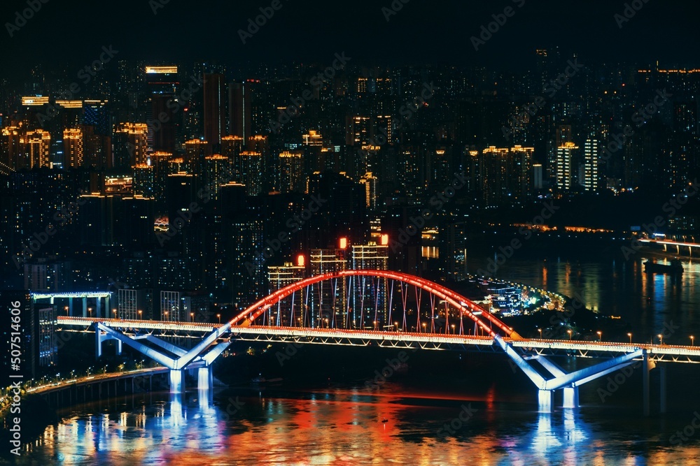 Fototapeta premium Chongqing cityscape night bridge
