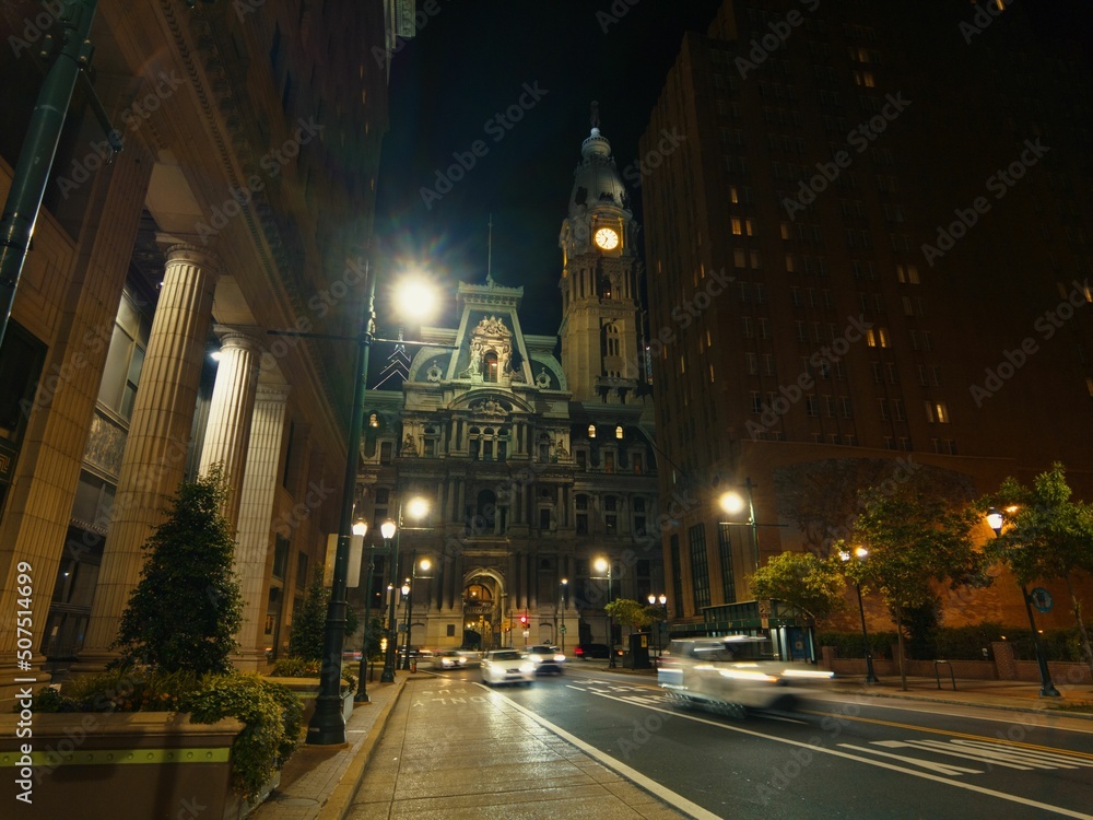 Philadelphia street view at night