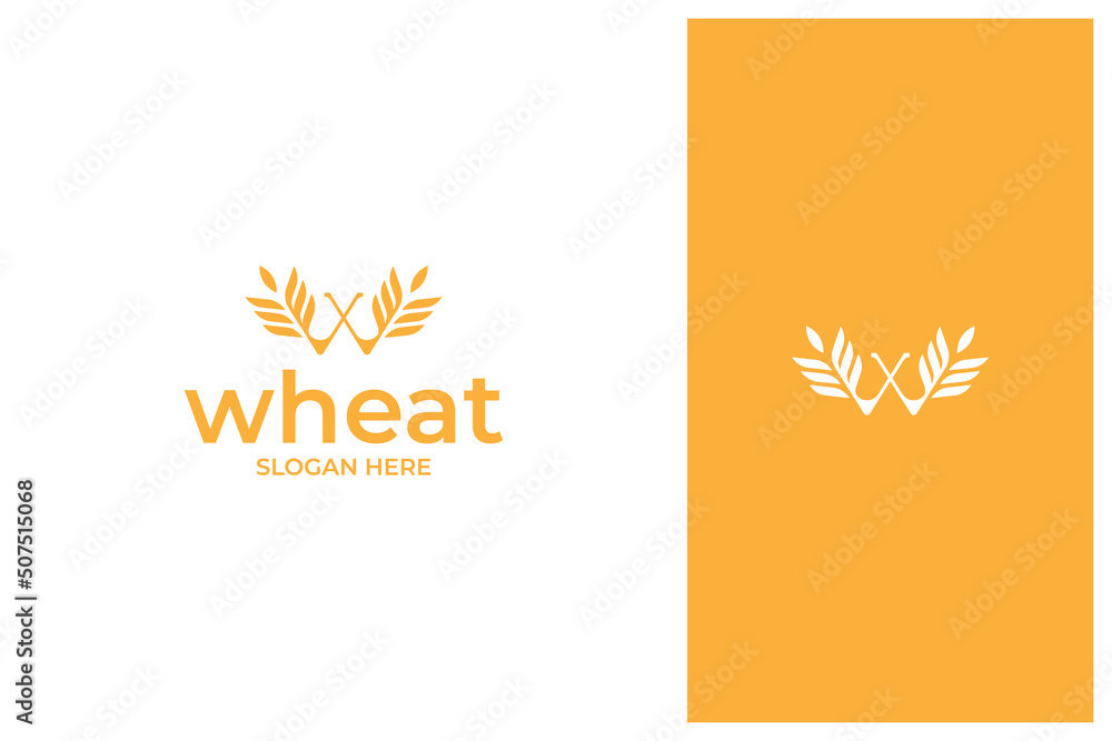 letter w wheat grain logo design vector