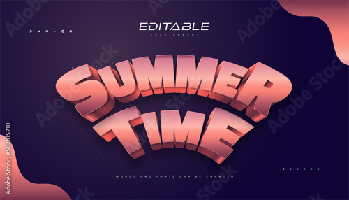 Colorful Summer Text Style with 3D Embossed Effect. Editable Text Style Effect