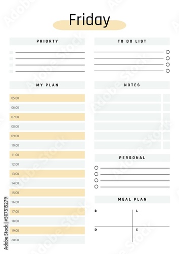 Prientable Friday Planing Templates Sheet