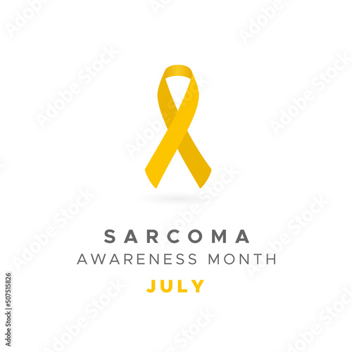 Sarcoma Awareness Month. July. Yellow ribbon. Vector illustration, flat design