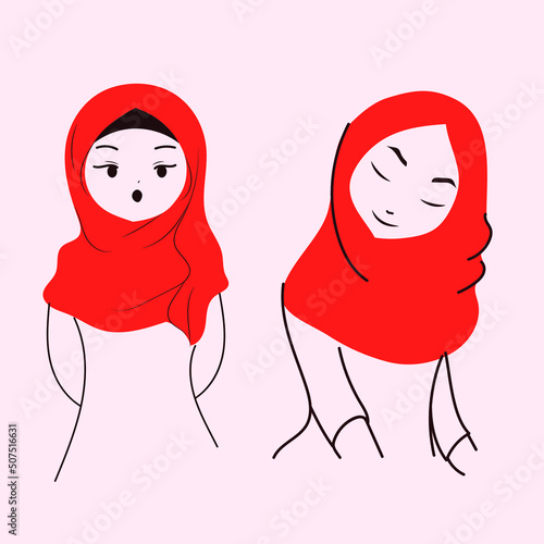 Muslim girl with hijab illustration