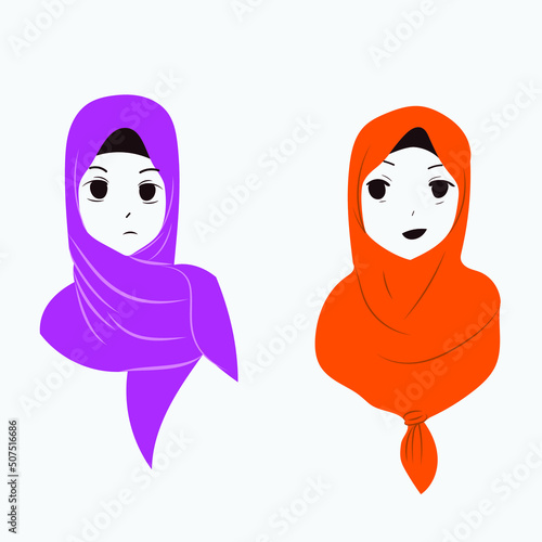 Muslim girl with hijab vector Illustration 