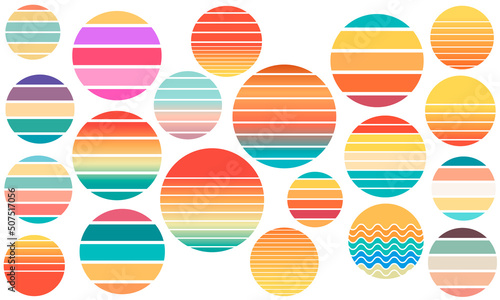 20 Retro Sunset Bundle, Retro Vintage Clipart, Retro svg, Vintage Retro Sunset, Vintage Svg, Sunset, eps 10