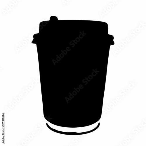Disposable coffee cup on a white background. Vector art.